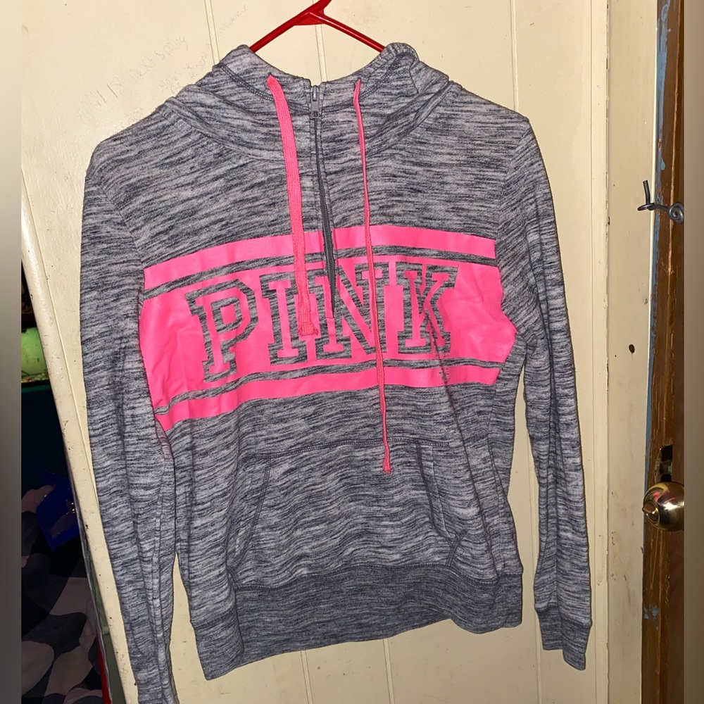 PINK and grey half hoodie